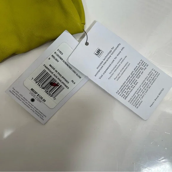 π NWT UGG Womenβs Leather Gloves π§€ Scrunched Logo Touchscreen | Size S - Picture 10 of 12